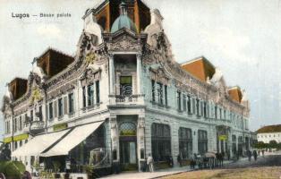 Lugos, Lugoj; Bésán palota, Corso Kávéház, kiadja Auspitz Adolf / palace, coffe shop (EB)