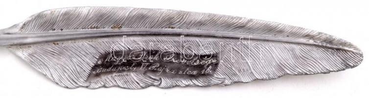 A Magyar Írók Szövetsége alumínium tollszára, tollheggyel, feliratozva, h: 25,5 cm