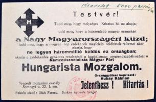 cca 1930 Szeged Nemzeti Szocialista Magyar Párt - Hungarista mozgalom röplapja