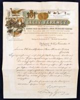 1888 Géczy György Vad- és Baromfikereskedő dekoratív litho számlája