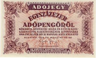 1946. 100.000AP fehér papíron, v.j. nélkül, hátoldalon lemezhibával T:I