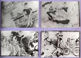 cca 1960-70 Retró pornókép és pornó karikatúra fotó gyűjtemény mappába ragasztva, cca 40db különböző...