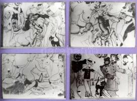 cca 1960-70 Retró pornókép és pornó karikatúra fotó gyűjtemény mappába ragasztva, cca 40db különböző...