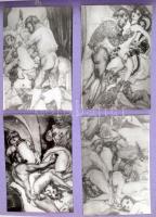 cca 1960-70 Retró pornó karikatúrafotó és pornókép gyűjtemény mappába ragasztva, cca 35db különböző ...