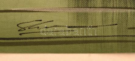 Olvashatatlan jelzéssel: Hajók a lagúnában, színes távol-keleti életkép, vegyes technika, vászon, 30...