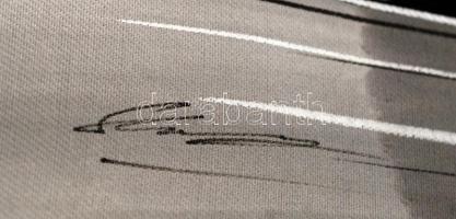 Olvashatatlan jelzéssel: Hajó sziklák közt, távol-keleti életkép, vegyes technika, vászon, 22×30,5 c...