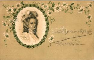 Lady, floral, litho (EK)