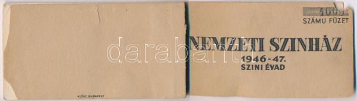 Budapest 1946-1947. "Nemzeti Színház Tagsági jegy füzet" benne 10f, 20f, 50f és 1Ft értékű jegyek