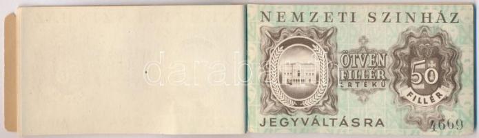 Budapest 1946-1947. "Nemzeti Színház Tagsági jegy füzet" benne 10f, 20f, 50f és 1Ft értékű...