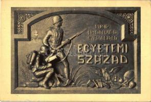 A &#039;M. Kir. 1. Honvéd Gyalogezred Egyetemi Század&#039;-nak emléktáblájának képe, I. világháború / picture of the memorial plaque of the Hungarian First Foot Regiments University Company, World War I (fa)