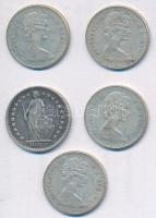 Vegyes: Kanada 1967. 10c Ag (4x) + Svájc 1921. 1/2Fr Ag T:2,2-
Mixed: Canada 1967. 10 Cents Ag (4x)...