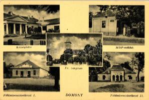 1951 Domony, Községháza, MDP-székház, Földművesszövetkezet, Evangélikus templom (fa)