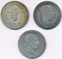Vegyes: Ausztria 1893-1901. 1K Ag "Ferenc József" (2x) + Magyarország 1939. 1P Ag T:2,2- p...