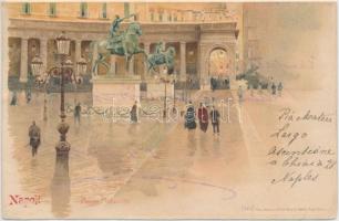 Naples, Napoli; Piazza Plebiscito / square, Richter &amp; Co. 249. litho (r)