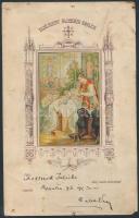 1890-1945 Szentáldozási emléklapok, köztük litho is, 8db különböző méretben és minőségben, 20x16 és ...