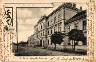 Kaposvár, Császári és Királyi gyalogsági laktanya, kiadja Fenyvesi Béla, Art Nouveau (EB)