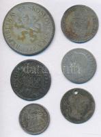 Vegyes: 6db-os külföldi kis ezüstpénz tétel, közte Ausztria 1849A 6kr Ag, Franciaország / Második Cs...