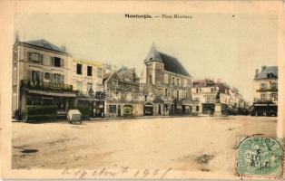 Montargis, Place Mirabeau / square, Cafe Glaces, shop of L. Marx, pharmacy (small tear)