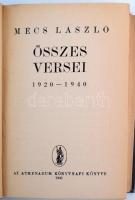 Mécs László összes versei(1920-1940). DEDIKÁLT! SZÁMOZOTT! Bp., 1941, Athenaeum. Kiadói egészvászon ...