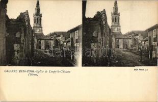 Louppy-le-Chateau, Eglise / destroyed church, WWI, stereo postcard (EK)