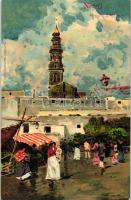 Naples, Napoli; Mercato al Carmine / market, Richter &amp; Co. 58. litho