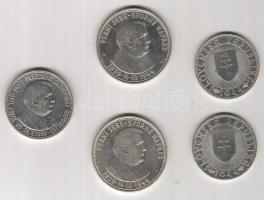 Szlovákia 1939. 20K Ag + 1944. 10K Ag (2x) + 50K Ag (2x) összesen 5db T:2+,2