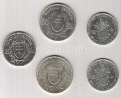 Szlovákia 1939. 20K Ag + 1944. 10K Ag (2x) + 50K Ag (2x) összesen 5db T:2+,2