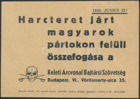 1944 Keleti Arcvonal Bajtársi Szövetség hungarista röplap