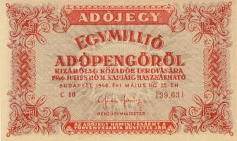 1946. 1000.000AP folyószám hattagú, "amelyeknél", fordított címerrel T:I-