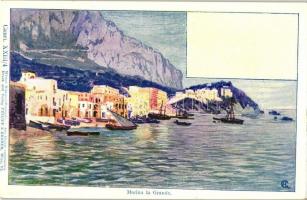 Capri, Marina la Grande, XXIII/4. Wiener Künstler-Postkarte Philipp &amp; Kramer