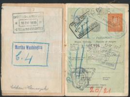 1924 Kivándorlási útlevél magyar férfi számára Argentínába. Martha Washington hajóbélyegzővel / Immigrant passport for Hungarian to Argentina with ship stamp