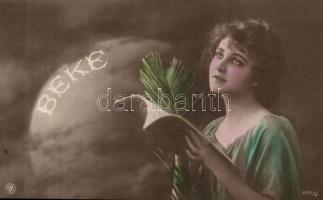 'Béke' / 'Peace', Lady holding a book and a plume, N.P.G. No. 650/2