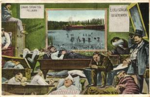 Hévíz-Gyógyfürdő, Éjjeli szállás idegeneknek, humoros lap (fa)