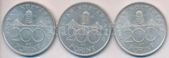 1993. 200Ft Ag "MNB" (3x) T:2