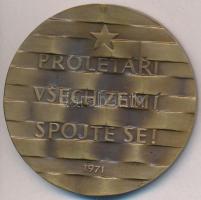 Csehszlovákia 1971. "Klement Gottwald 1896-1953" Br emlékérem dísztokban. Szign.:P (50mm) ...