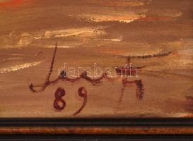 Olvashatatlan jelzéssel: Tanyavilág. Olaj, farost, fa keretben, 32x46 cm