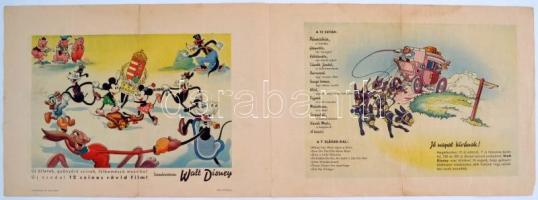 cca 1962 Pinocchio Walt Disney produkció, Hunnia-RKO Film kihajthatós nyomtatvány magyar címerrel, k...