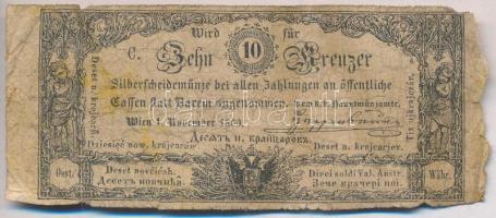 1860. 10Kr "K. K. Hauptmünzamt für Silberscheidemünze" alul kétsoros szöveg T:III-,IV Austrian Empire 1860. 10 Kreuzer "K. K. Hauptmünzamt für Silberscheidemünze" two row text C:VG,G Adamo G93