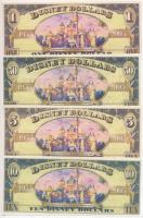 Amerikai Egyesült Államok 2005. 1$ + 5$ + 10$ + 50$ Disney dollárok másolatai T:I
USA 2005. 1 Dolla...