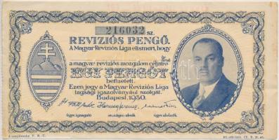 Budapest 1930. Revíziós Pengő arcképes változat, kitöltetlen, felülbélyegzett T:III