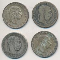 Ausztria 1901-1916. 1K Ag "Ferenc József" (4x) T:2-3 Austria 1901-1916. 1 Corona Ag "...