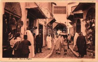 Tunis, Rue de l'Eglise / church street, folklore, merchants