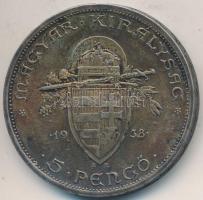 1938. 5P Ag &quot;Szent István&quot; T:2 patina Adamo P8.1