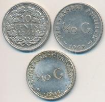 Vegyes: Curacao 1944. 1/10G Ag "Vilma" + Hollandia 1941. 10c Ag "Vilma" + Hollan...