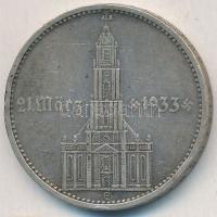 Német 3. Birodalom 1934A 5M Ag "Garnisonkirche" T:2- ph.
German Third Reich 1934A 5 Marks...