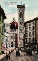 Firenze, Florence; Via de Pecori, Campanile di Giotto / street, tram