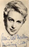 Martine Carol színésznő, dedikált képeslap