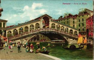 Venice, Venezia; Ponte di Rialto / bridge, litho