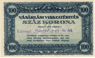 1920-as évek eleje 100K vásárlási visszatérítés "Kalocsai Hangya fogy. és ért." T:I