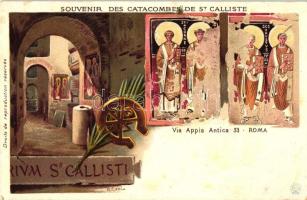 Rome, Roma; Catacombe di San Callisto, Via Appia, litho s: R. Carvi